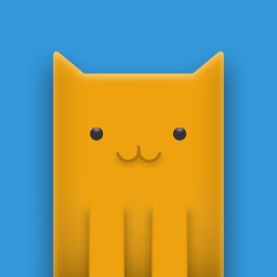 Essentially an orange cat on a blue background.